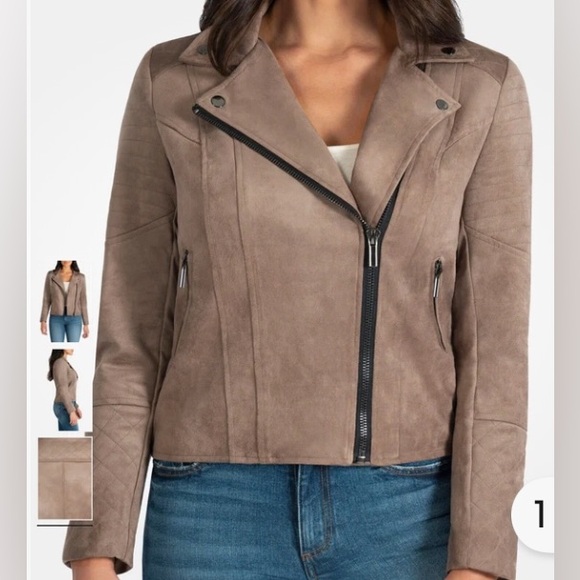 Kut from the Kloth Tan Faux Suede Moto Jacket - Picture 4 of 10